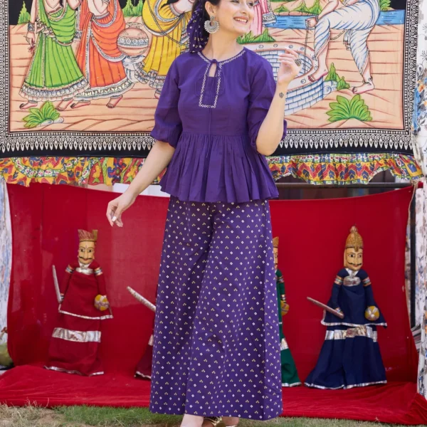 Alma Purple Bandhani Cotton Coord Set