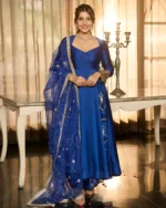 Harshini Blue Solid Chanderi Suit Set