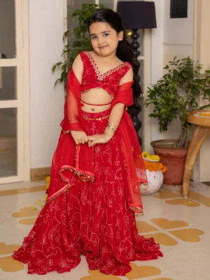 Kiara Red Bandhani Georgette Lehenga Set