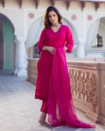 Hanya Magenta Embroidered Chanderi Suit Set
