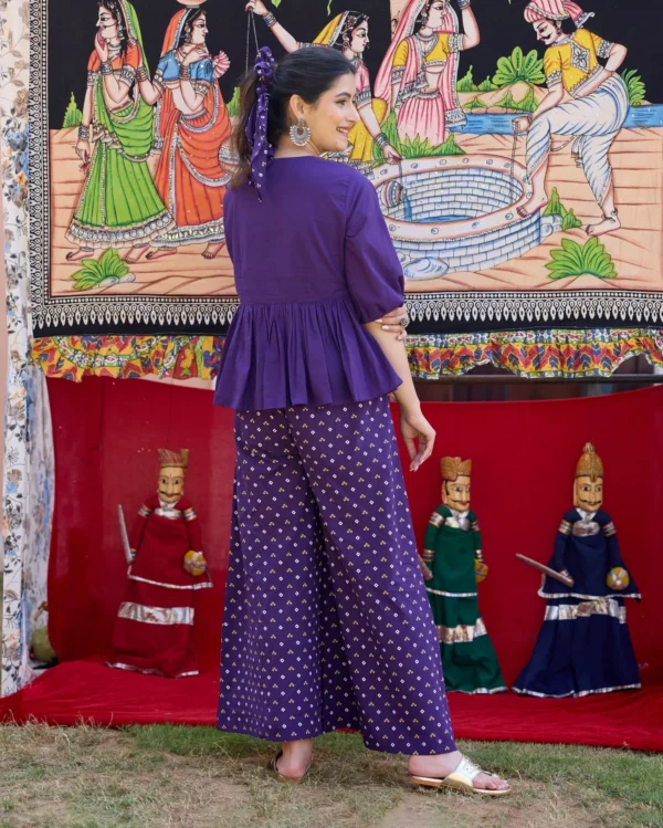 Alma Purple Bandhani Cotton Coord Set