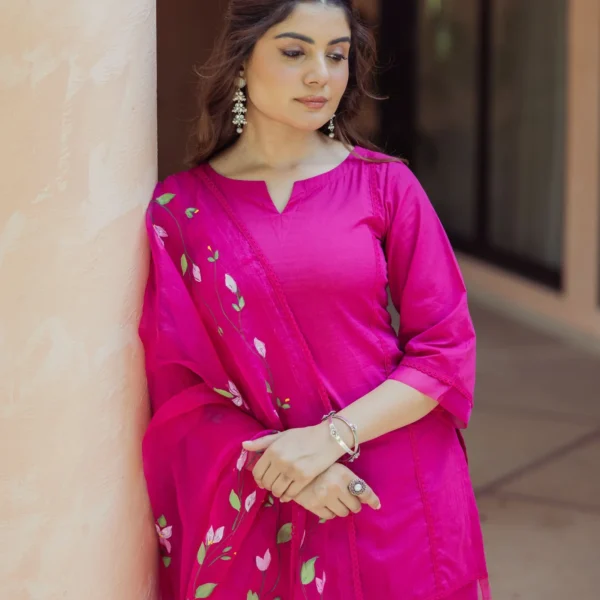 Chroma Charm Purple Handprinted Cotton Suit Set