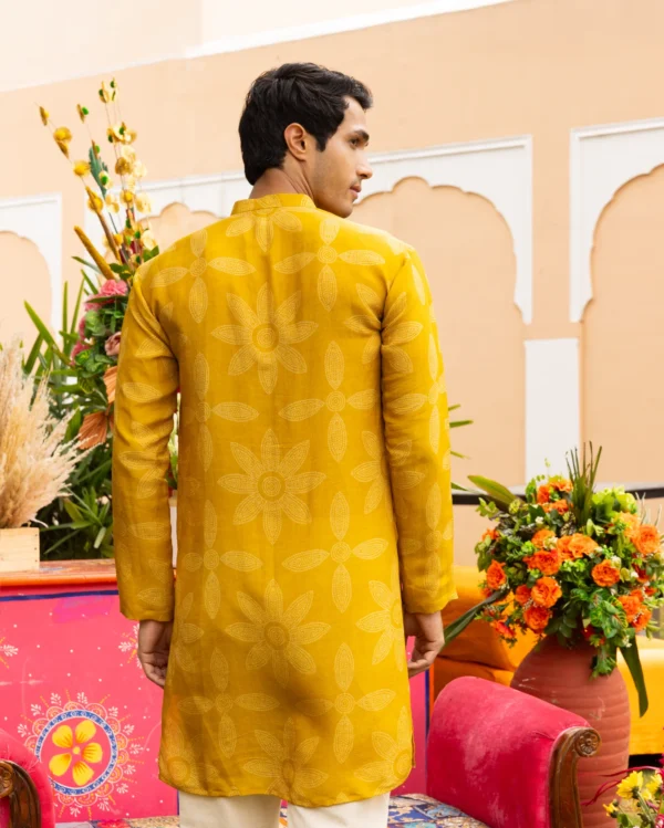 Yuvan Yellow Bandhani Chanderi Kurta