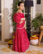 Nayra Pink Bandhani Chanderi Lehenga Set