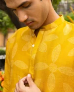 Yuvan Yellow Bandhani Chanderi Kurta
