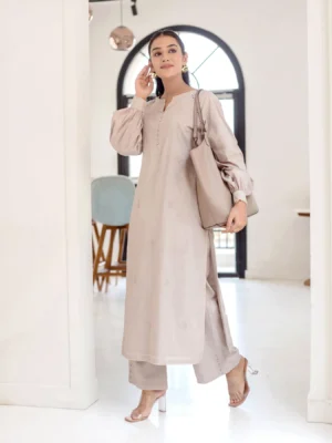 Griseous Grey Solid Cotton Coord Set